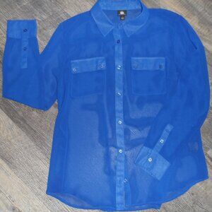 Cobalt Blue Sheer Blouse Size Lg Rock & Republic